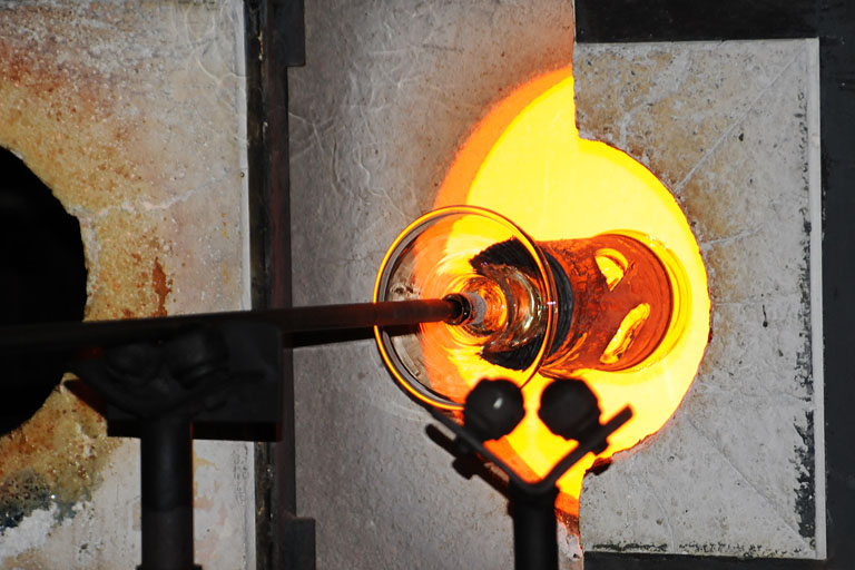 Swirling hot glass